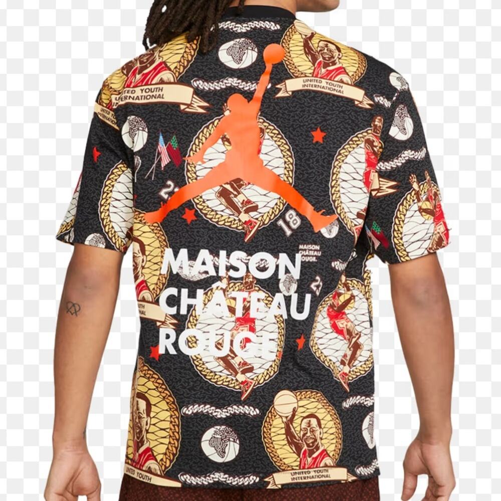 Jordan X Maison Chateau Rouge Top T Shirt AOP Black Medium Men’s